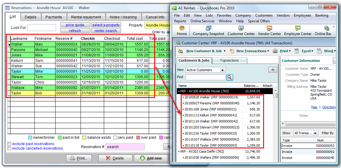 Export Visual Rental Pro reservations into QuickBooks